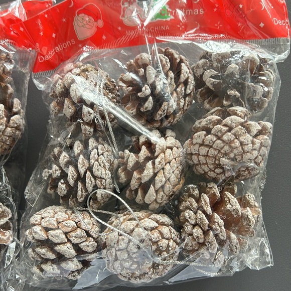 Christmas Pine Cones Berry Branch Ornament With Snow - Picture 7 of 8